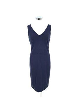 M.M. Lafleur Rachel Dress Washable Ponte Navy Blue Sleeveless Shift Size 10